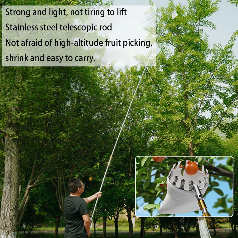 LekLai Obstpflücker, Obstpflücker-Werkzeug, Obstpflücker Mit Teleskopstiel, Beerenpflücker, Apfelpflücker, Verstellbar, Mit Aufbewahrungstasche/700Cm/275.6In