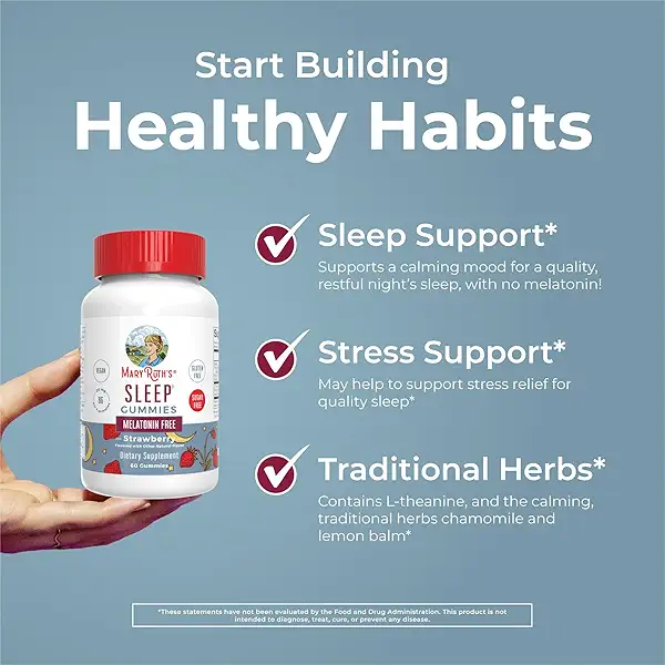 MARYRUTH'S Sleep Gummies | Sugar Free | NO Melatonin | L Theanine | Lemon Balm Leaf | Chamomile | Vitamin B6 | Relaxation & Sleep Support | Stress Relief | Vegan | Gluten Free | 60 Count 6