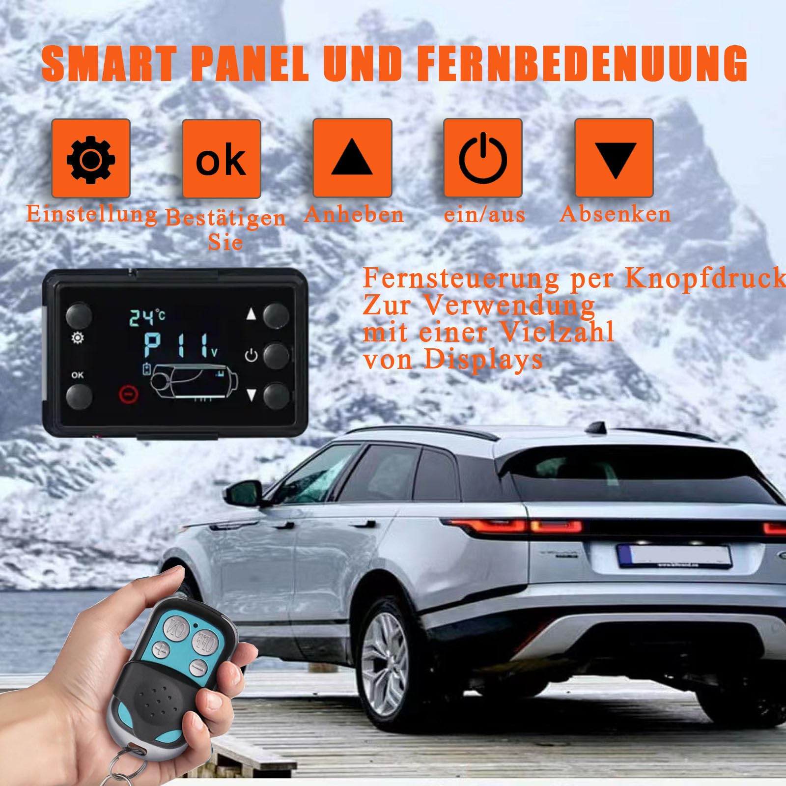 12V Standheizung Diesel, 8KW Diesel Lufterhitzer, 0,18-0,48 Standheizung, Luft Dieselheizung, Air Diesel Heizung für Auto RV Boote LKW Wohnmobil Bus mit Schalldämpfer(Schwarz und Rot)