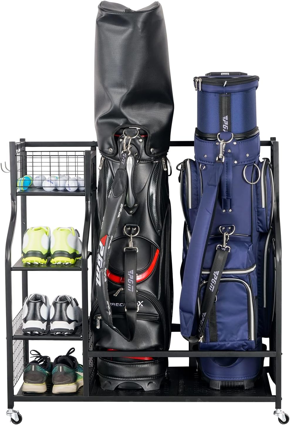 Mythinglogic Golf Storage Garage Organizer,2 Golf Bag Storage Stand and