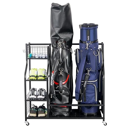 Mythinglogic golf storage garage organizer, golf bag organizer, golf rack, golf equipment storage, golf organizer for garage