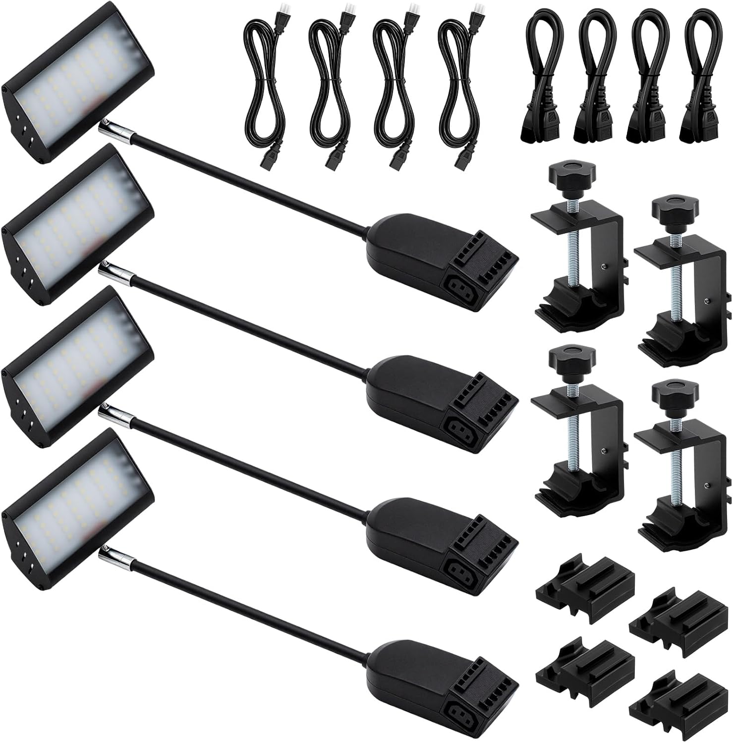 Retisee 4pcs Trade Show LED Display Lights Trade Show Booth Lights Exhibit Arm Lighting, Under-Cabinet Accessories Connectable Booth Light Included Clamps, Mounting Brackets, Power Cable (Black)