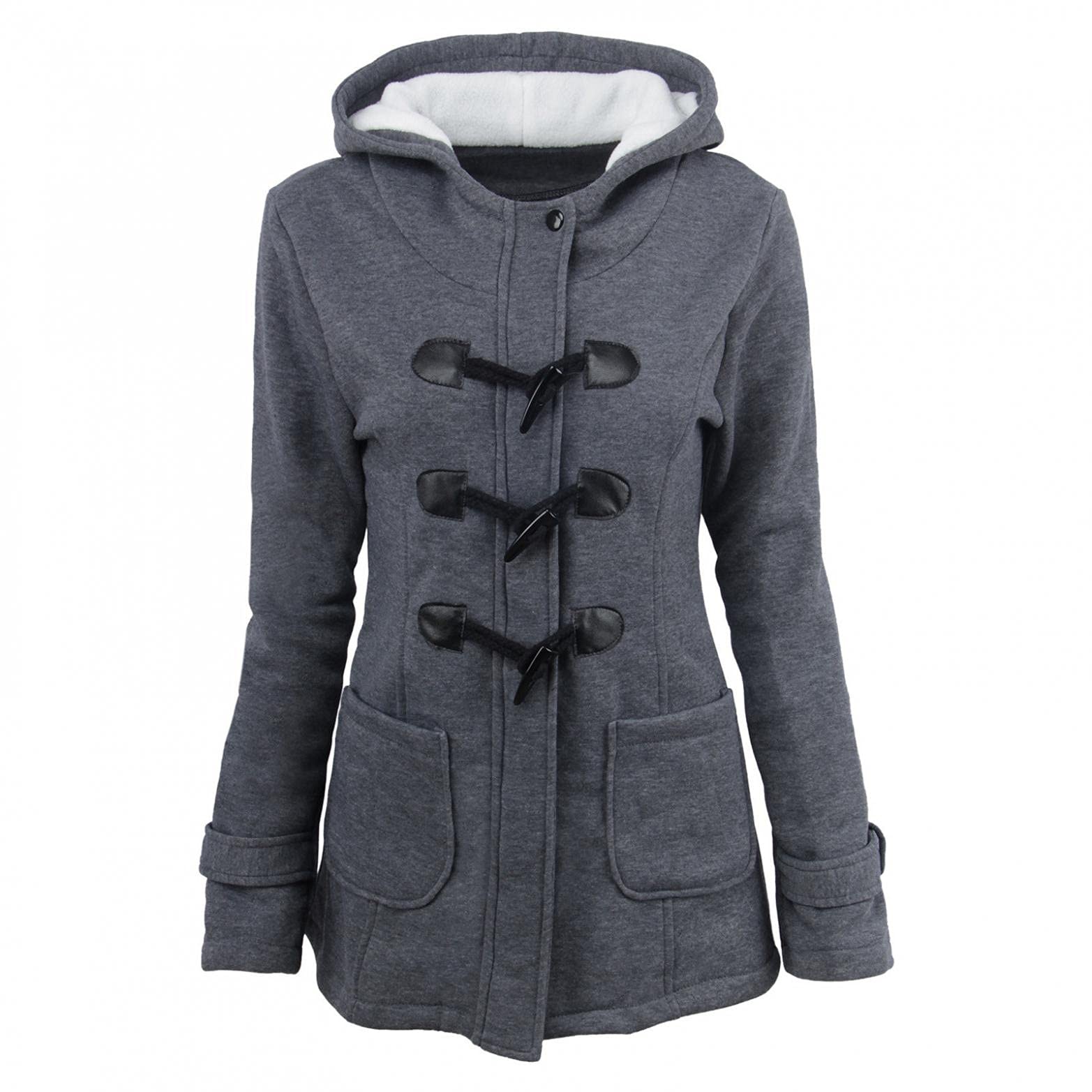 Hooded Fleece Women's Plus Size Pea Coats With Hoods Womens