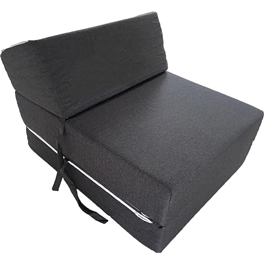 Foldable Z Bed Chair, Sleepover Guest Sofa Futon, Fold Out Single Mattress, Removable Washable Cover, Grey OL28
