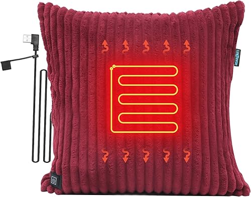 Miniatura 1 de Funda de almohada de apoyo lumbar y calefacción, funda de almohada térmica de pana suave y sólida para dolor de espalda, funda de almohada eléctrica
