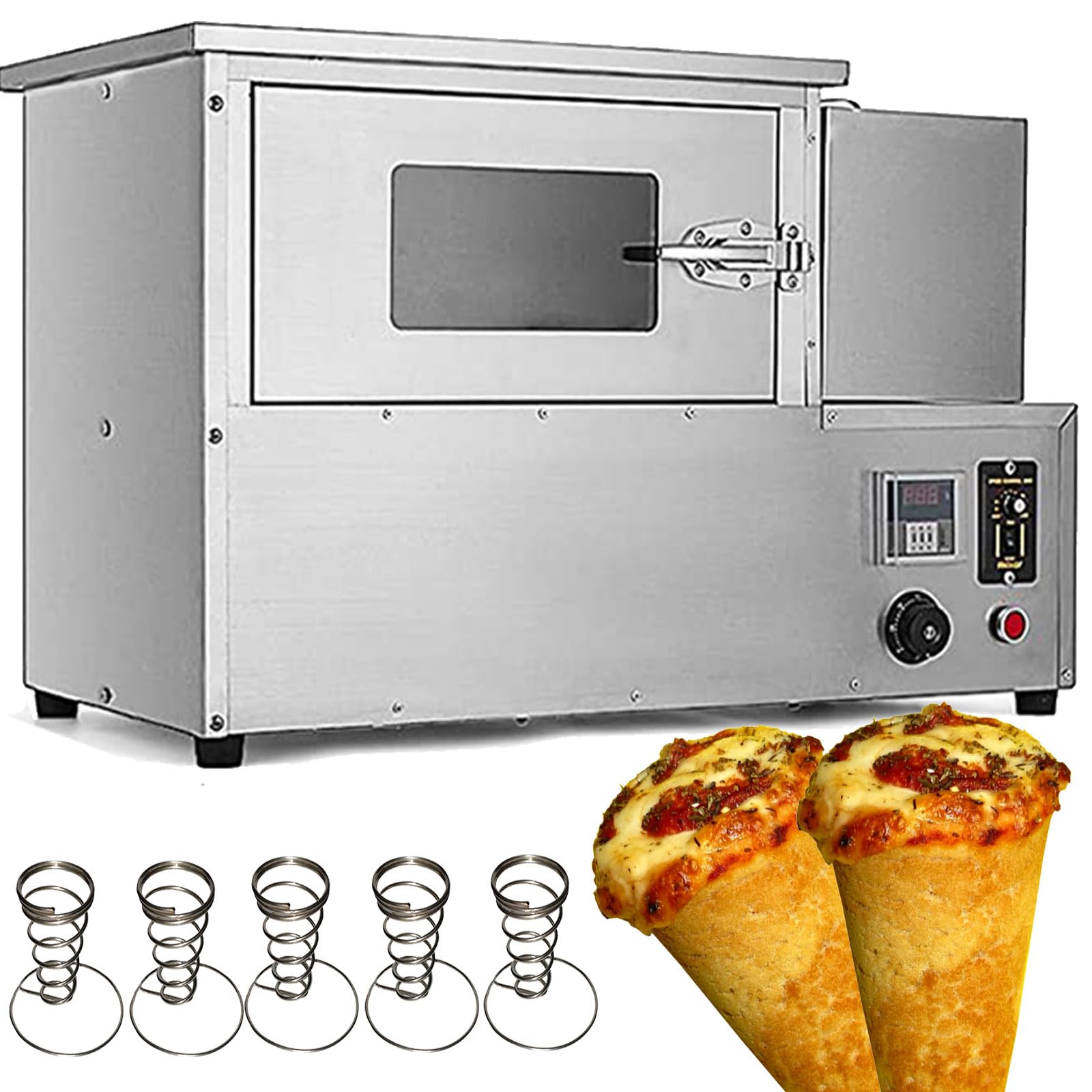 Stainless steel Pizza Cone maker Stand Ice Cream Cone machine 4 conical maker with 8 temperature controller 1 timer (rotaty oven, 220V/50HZ)