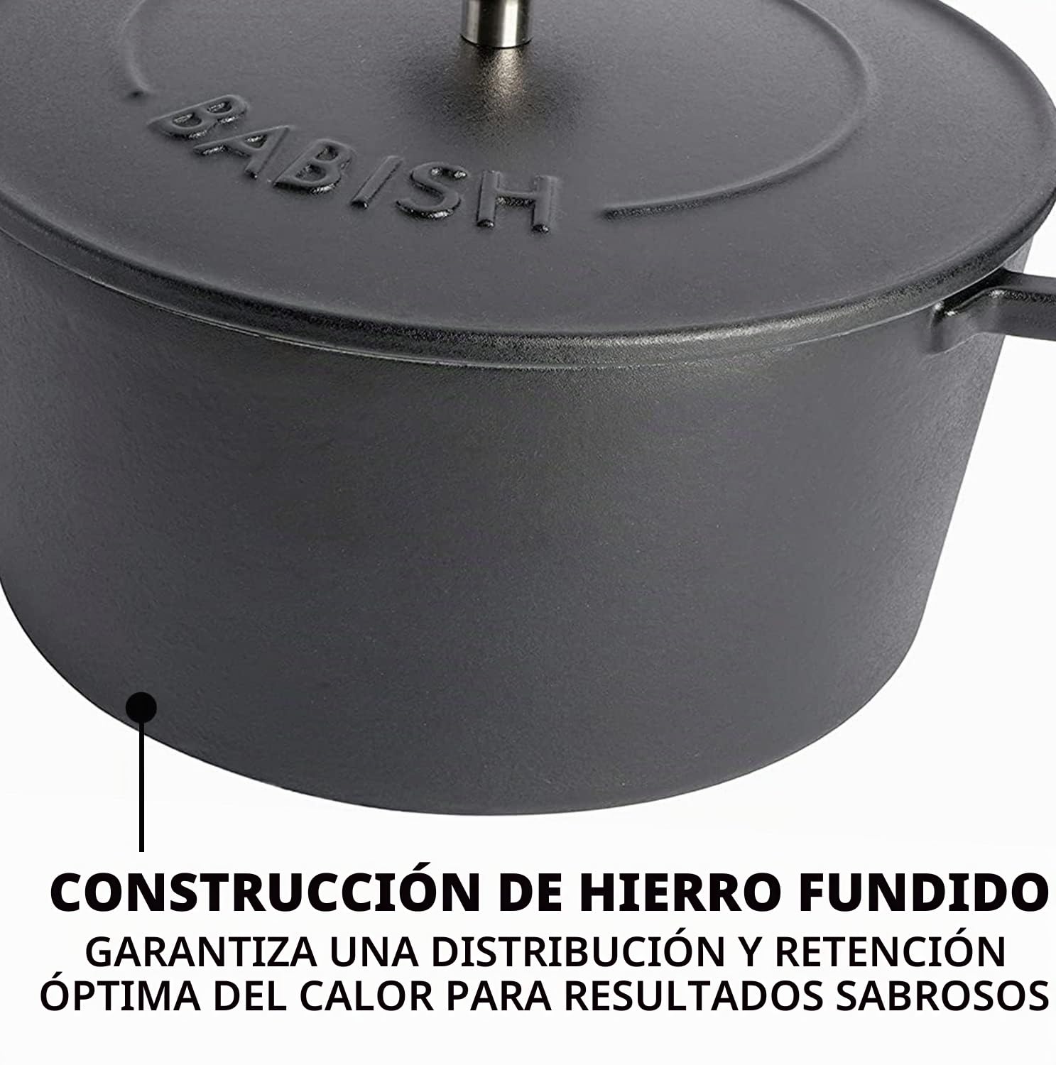 Babish, Olla holandesa de 5,7 litros hecha de hierro de fundición con tapa y esmaltado interior