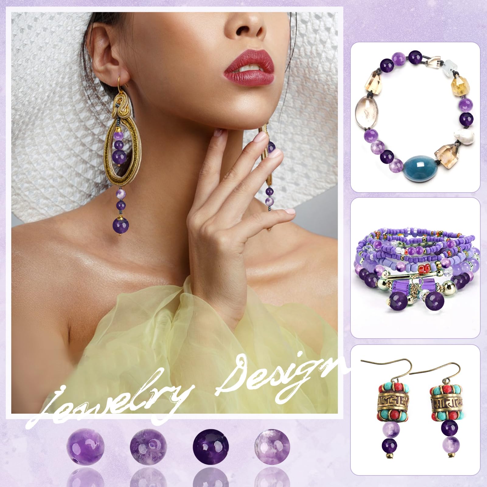 TOAOB 100pcs Natural Stone Beads 6mm Amethyst Stone Beads Round Gemstone Loose Spacer Crystal for Jewellery Making Necklace Bracelet Earrings - Image 4