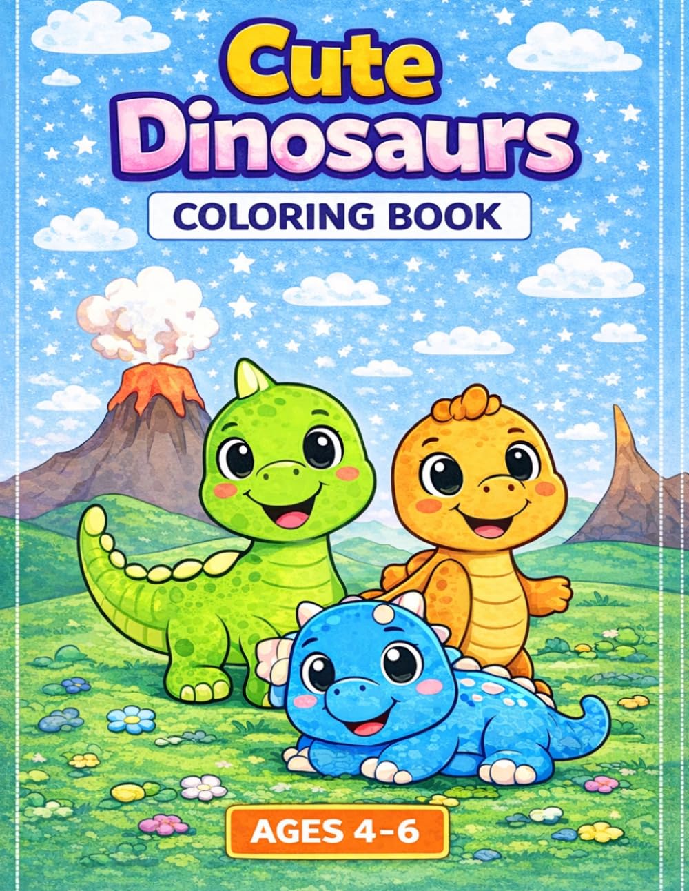 Cute Dinosaurs Coloring Book for Kids Ages 4–6: Fun and Easy Dinosaur Coloring Pages for Preschool and Kindergarten Kids