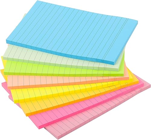 MaxGear Notas adhesivas, bloc de notas adhesivas forradas de colores brillantes para dejar recordatorios en superficies lisas, 8 blocs grandes con