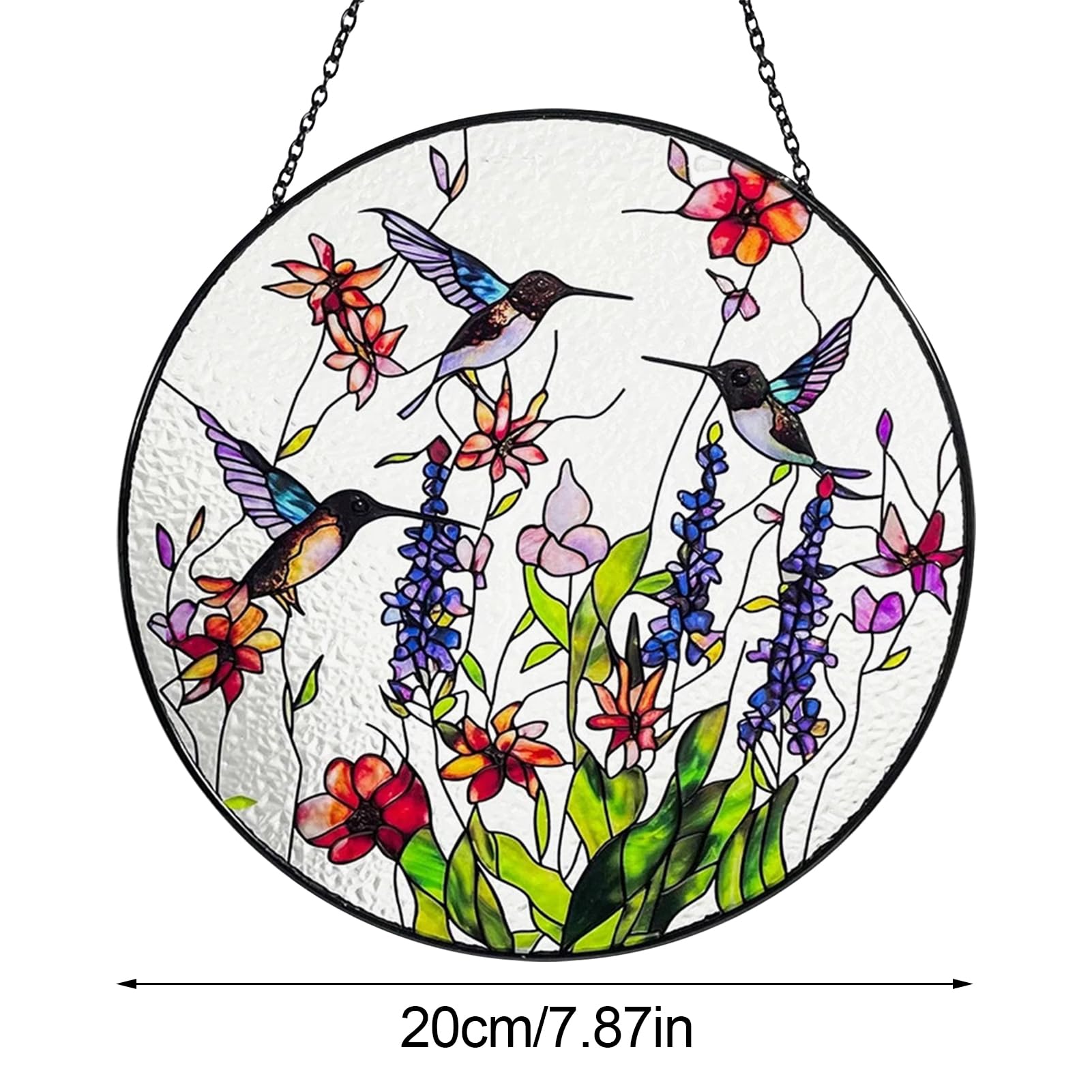 Hummingbird Stained Glass Suncatcher, Stained Glass Panel with Hanging Chain - Image 2