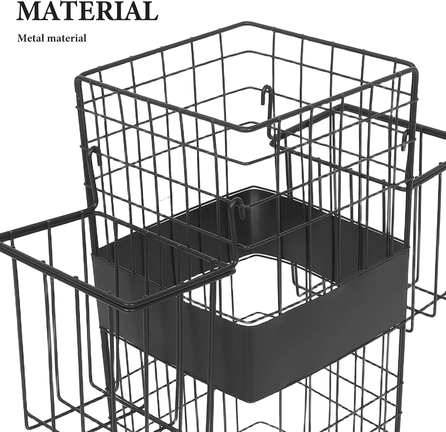 Umbrella Stand Black- Freestanding Umbrella Holder for Entryway - Large Hollow Rack with Hook Basket for Office, Hallway, Entry, Indoor 19.7 x 7.1 Inch