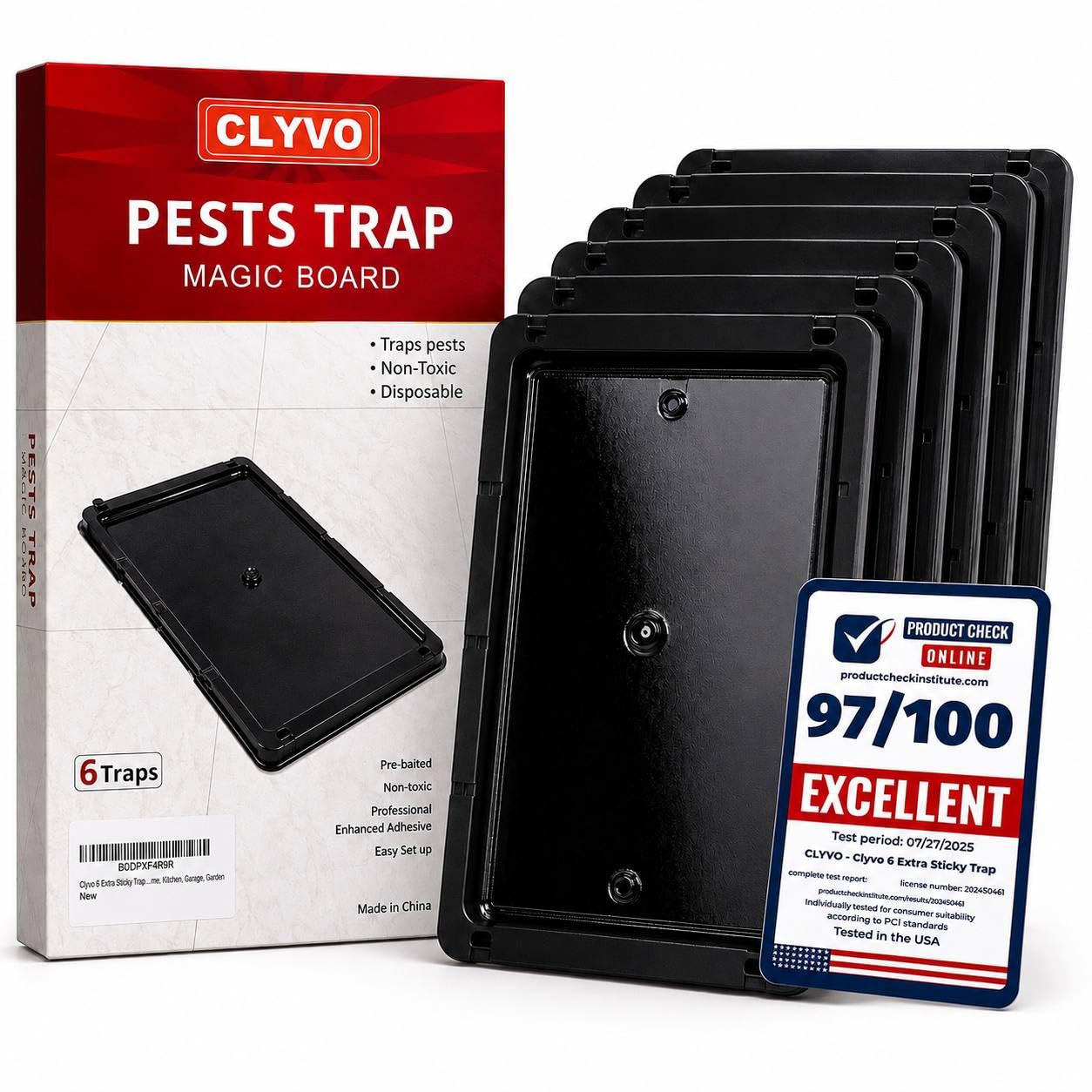 6 Extra Sticky Trap Boards – Heavy-Duty Trap Sheets for Indoor & Outdoor Use – Safe, Scent-Free Pest Prevention for Home, Kitchen, Garage, Garden-image-44