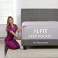Vista 73 de DeaLuxe Kids Twin Deep Pocket Fitted Sheet - White - Microfiber - 16' Deep - Twin Size 39' x 75' - Perfect Fit for 14'-18' Mattresses