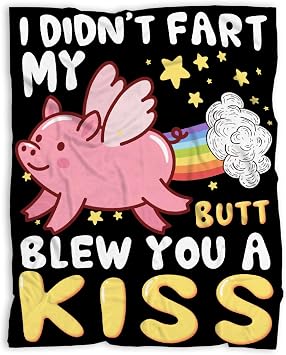 I Didt Fart My Butt Blew You A Kiss Pig Blanket Gifts Super Soft Flannel Blankets for Bed Sofa Living Room Bed Throw Room Decor Blankets for Adults Teen Boy Girls 50"x60"- Teens Size