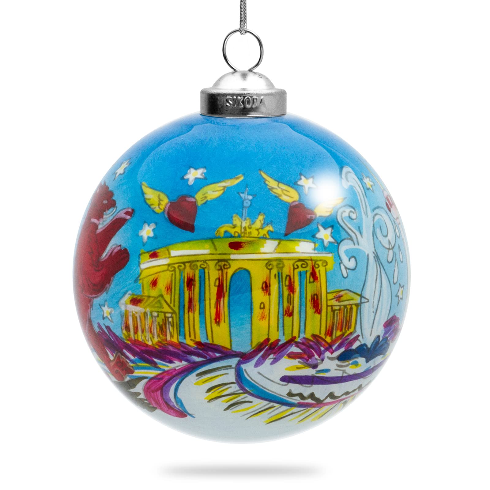 SIKORA Eichhörnchen Weihnachtskugel - Glas Christbaumschmuck 12cm Trend Line