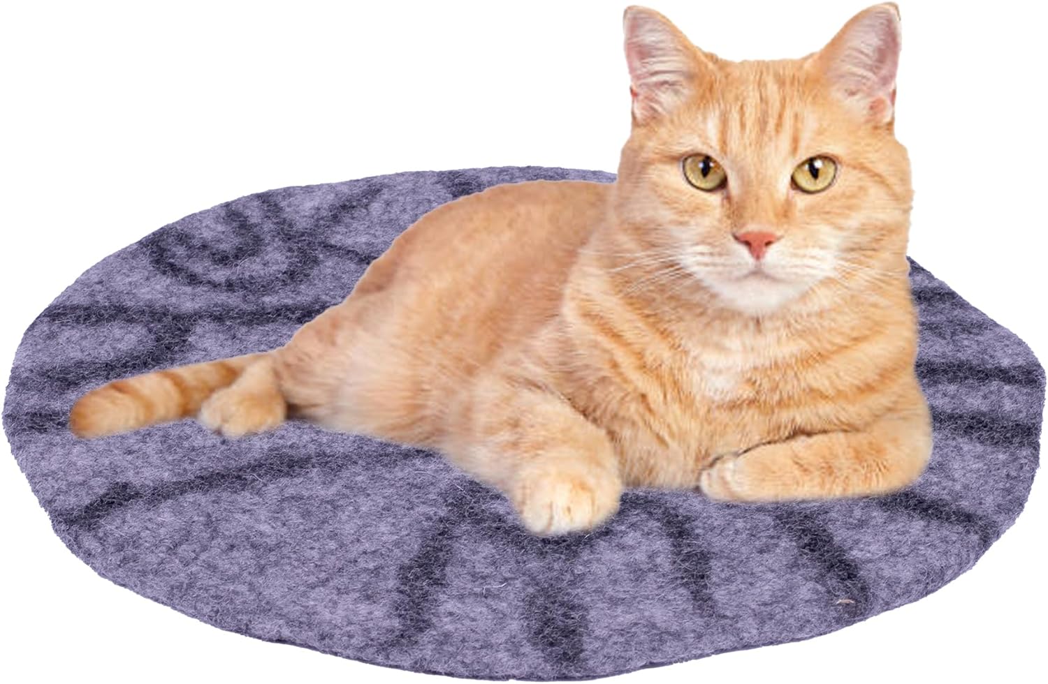Cat Bed Mat Natural Merino Wool Cozy Large Carpet Pad for Pet Cats Kitty Small Dog House Warm Organic Sheep Wool Scratch Floor Mats Rug Bedding (Gray Tiger, X-Large)