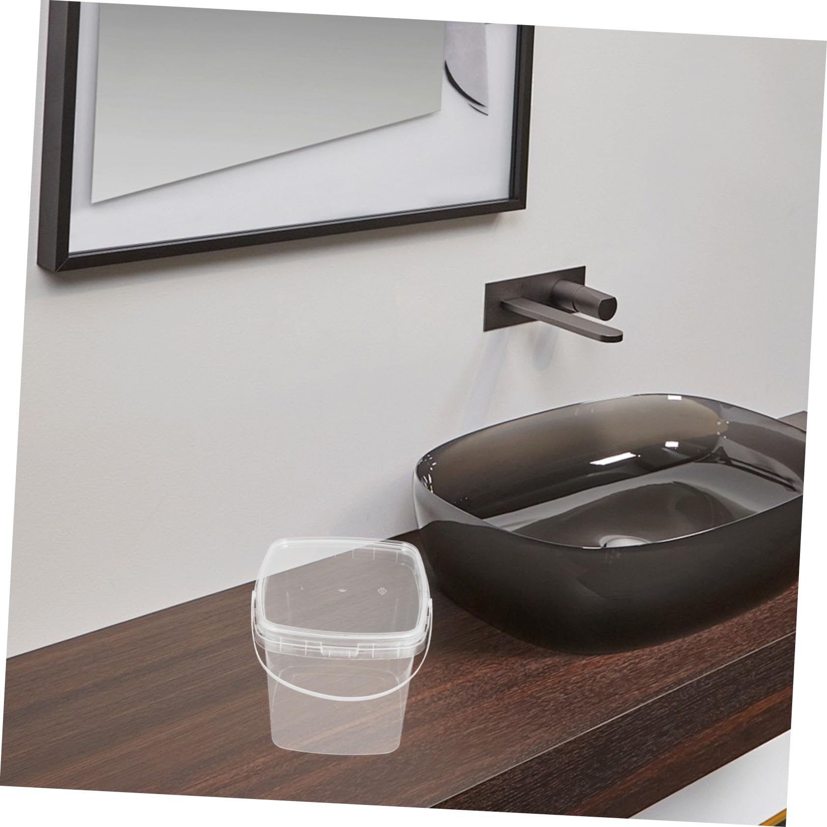 Cabilock 4 Piezas Cubo Plástico Cuadrado con Tapa Hermética y Asa Contenedor Apilable para Almacenamiento de Alimentos y Líquidos Resistente y Ligero para Picnic y Camping