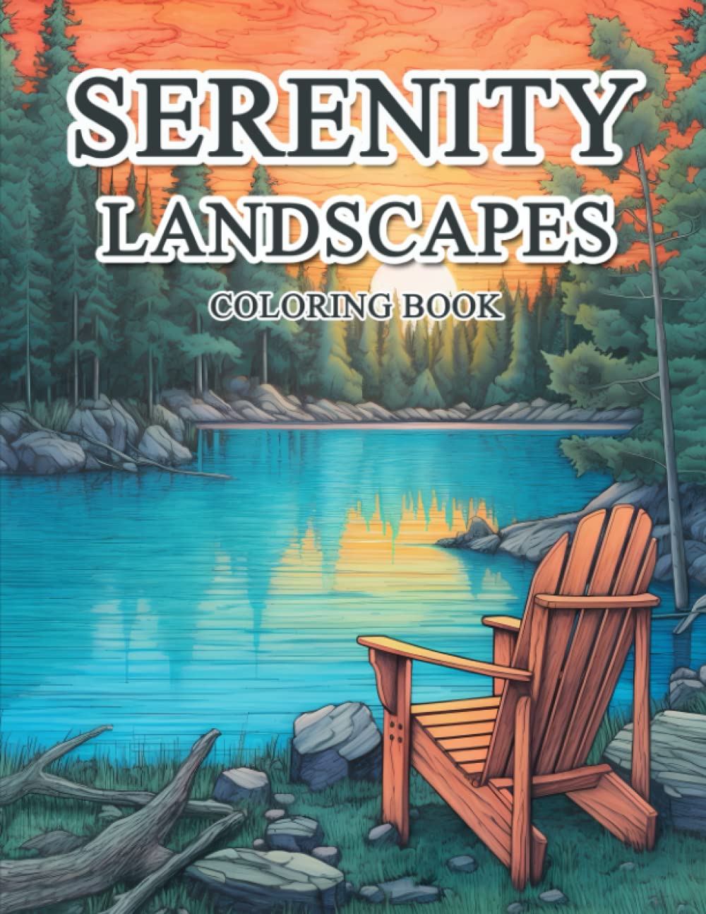 Serenity Landscapes Coloring Book: Moments of Calm in Scenery grayscale landscape coloring book for adults