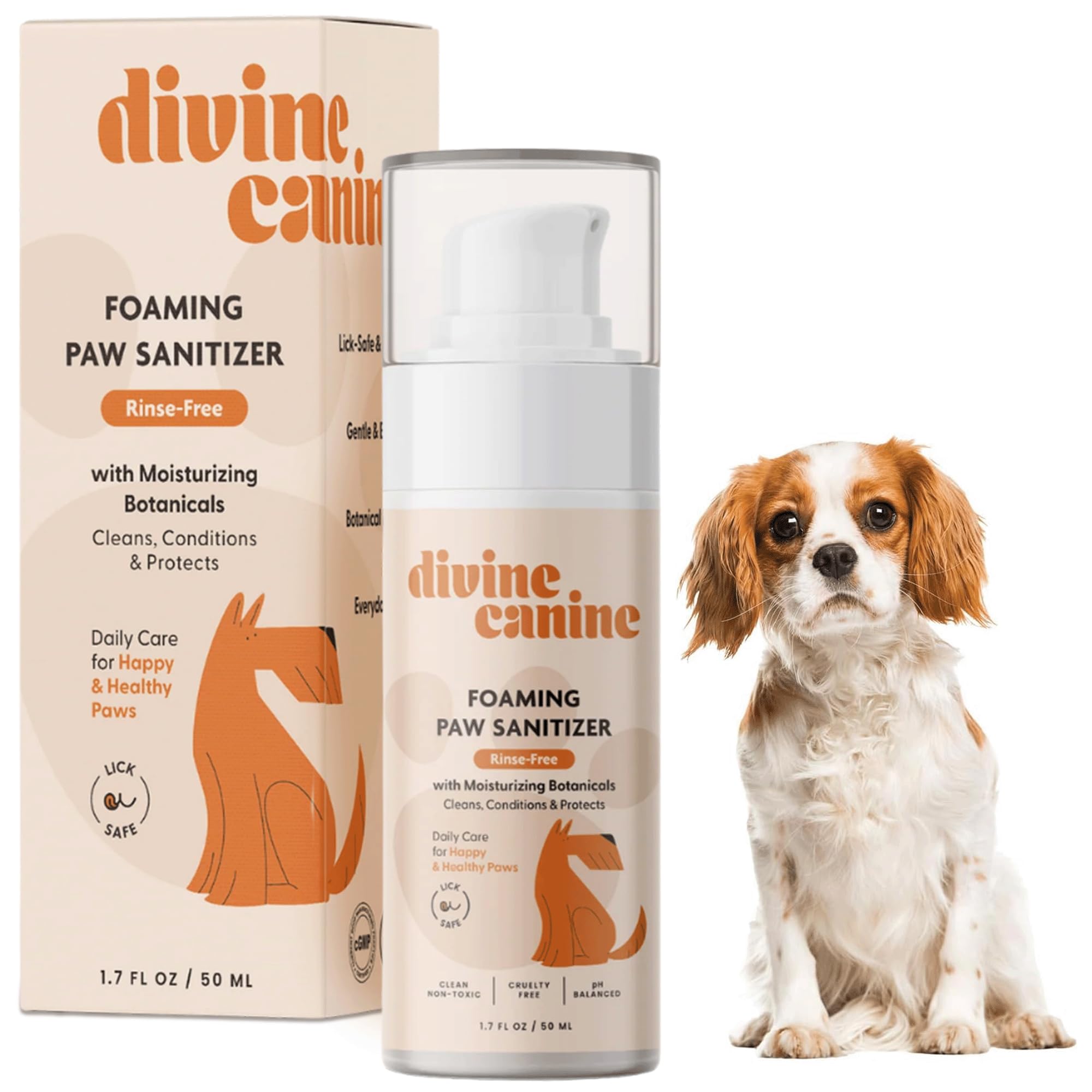 Foam Dog Paw Cleaner – Travel Friendly 50ml Dog Shampoo for Paws – Alcohol-Free Foaming Paw Sanitiser – Made with Coconut, Aloe, Copaiba Oil, and Lemongrass Oil to Nourish and Clean Paws