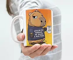 Caneca de Cerâmica com Capivara Engraçada (Explicar da Trabalho...), Design Cartoon, Presente Divertido
