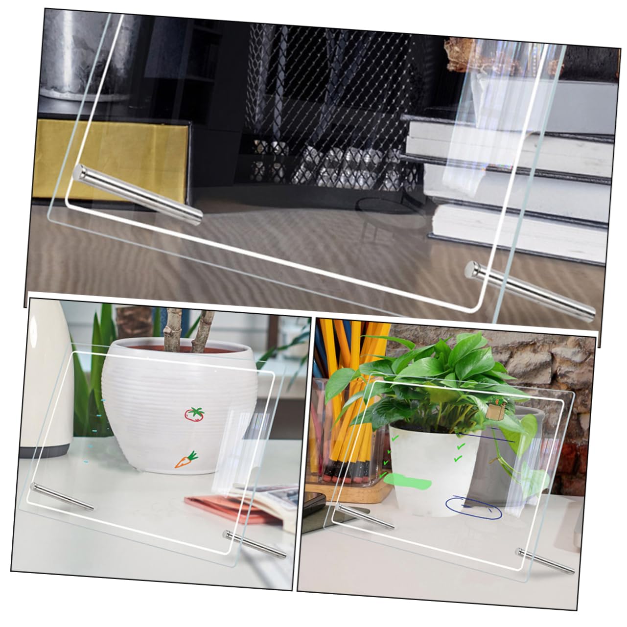 2 Stück Acryl Tisch Whiteboard für Schreibtisch Planung