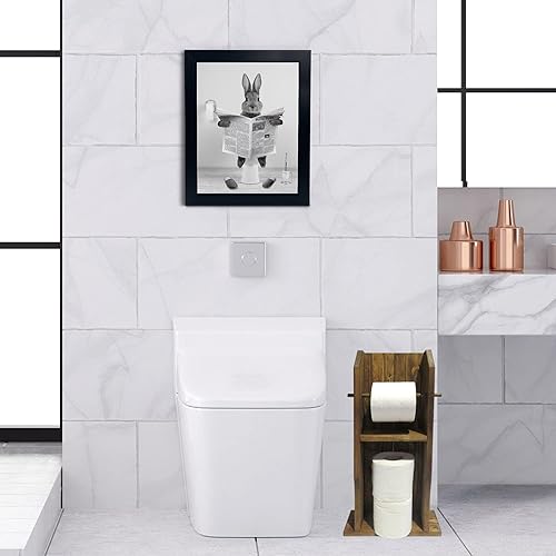 Vista 83 de YongArt Decoración de baño enmarcada en negro, divertido arte de pared de vaca de las tierras altas en bañera, 8 x 10 pulgadas Arte de pared de vaca