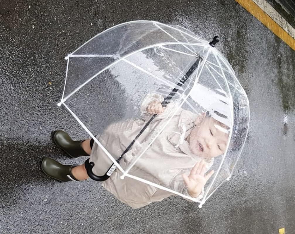 Kid's Clear Bubble Umbrella with Easy Grip Handle, Dots (Kids, Clear)