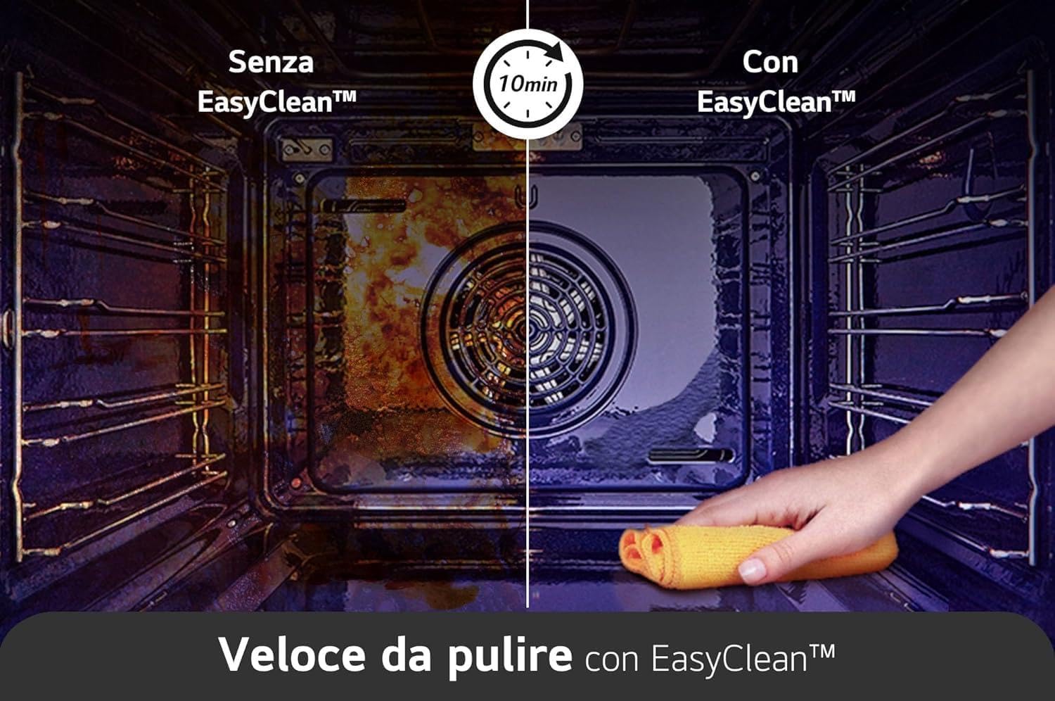LG InstaView WSED7612S Forno da Incasso Multifunzione, Classe A+, 76L, 300°C Air Fry, Sous Vide, Modalità Pizza, Sistema ProBake Convection, EasyClean, Pirolisi, WiFi, Isolamento 4 Vetri, Nero