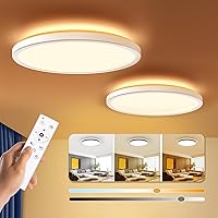 Vista 1 de BLNAN Dimmable LED Flush Mount Ceiling Light Fixture with Remote Control, 12Inch 24W 3000K-6500K Light Color Adjustable, Modern Ultra Thin Wired