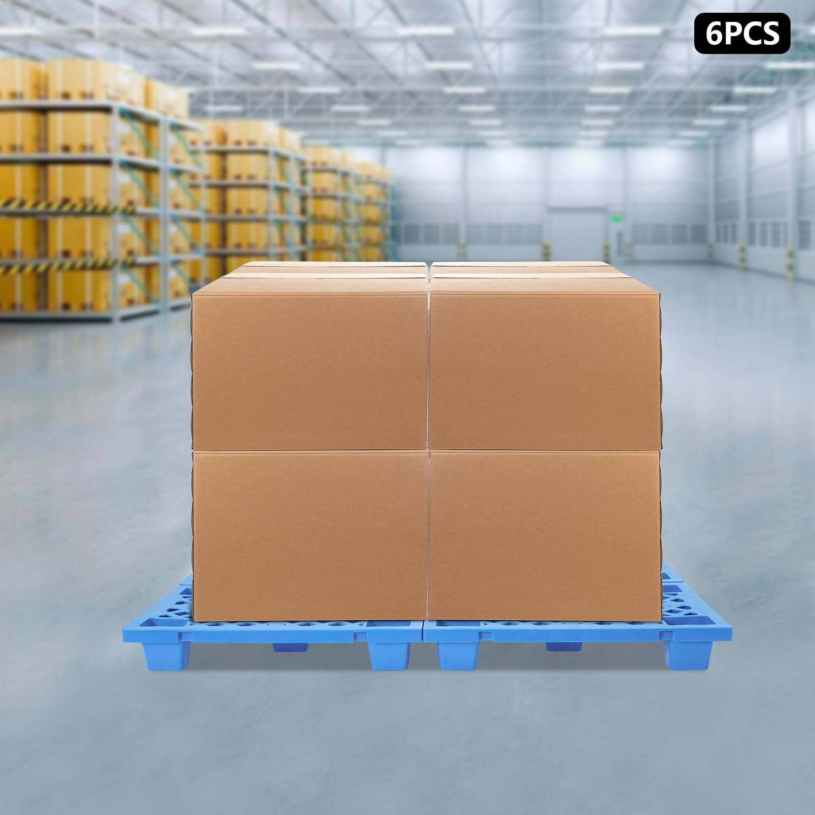 Paletas de plástico, 6 unidades, con rejilla transpirable, 60 x 40 x 10 cm, para interior y exterior (azul)