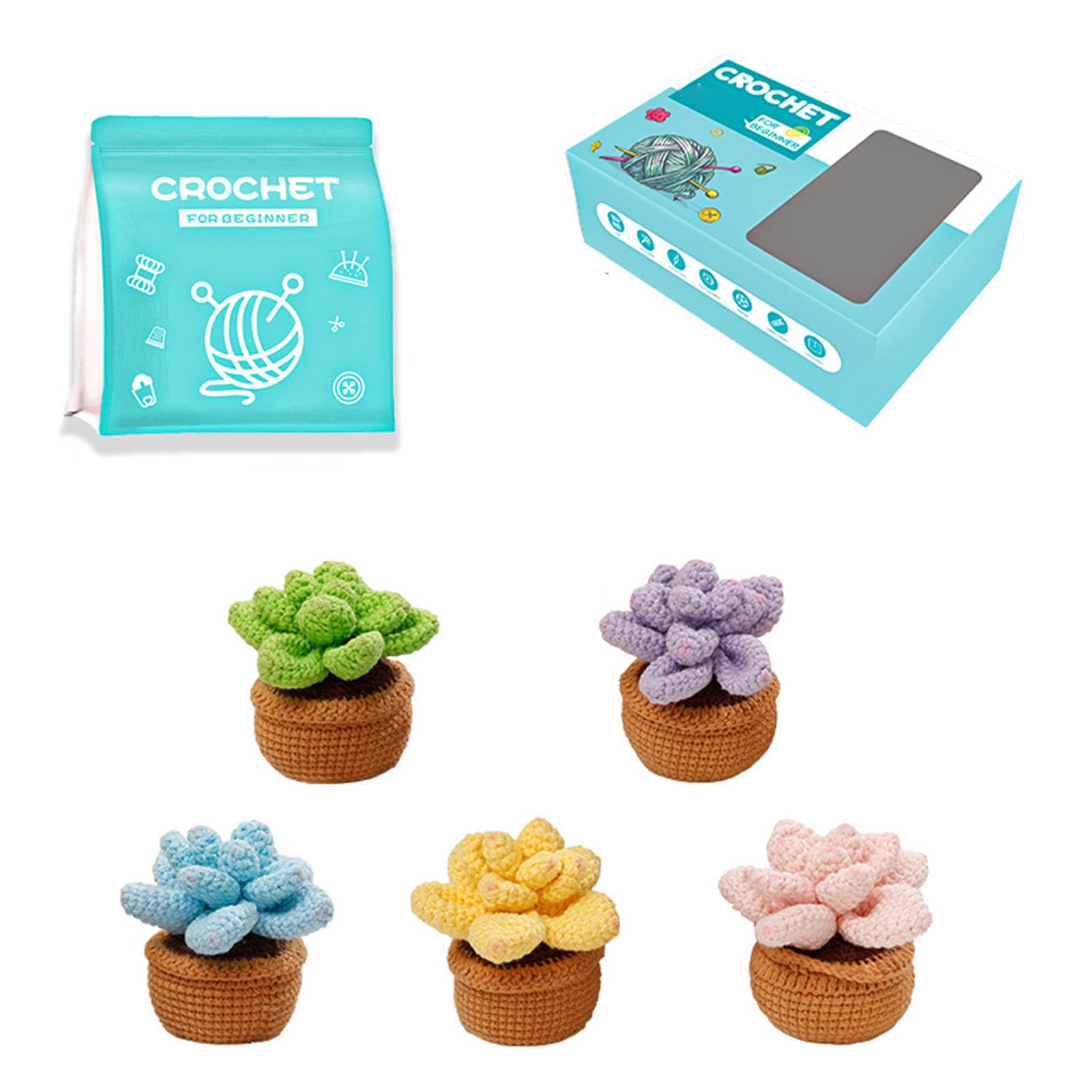 Tfaoys R Flowe Plant Set Fo Adult Beginne With Instruction Crochet Potted Plant Supplies With Knitting Tool Crochet Hook And Yarn Set