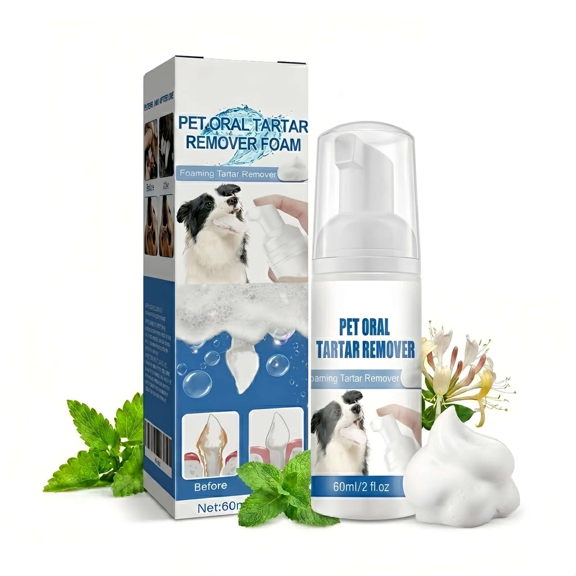 TMYIOYC Pet Oral Tartar Remover Spray, Pet Oral Tartar Remover Foam, 60ml