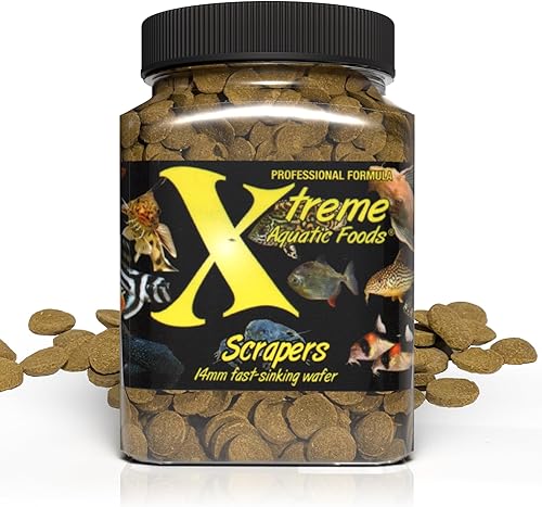 Xtreme Scrapers Wafers - Premium 14mm Fast-Sinking Fish Food Nutrient & Cellulose Rich Ideal for Nocturnal Feeders, Catfish, Plecostomus Species,