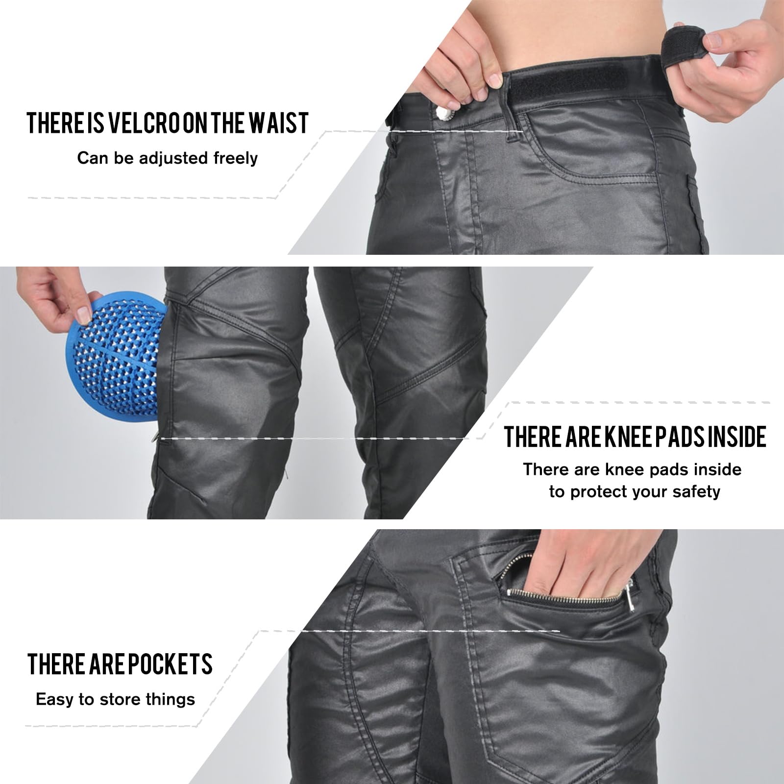 Jeans Moto - Jeans da Moto Pantaloni da Moto Rivestiti Impermeabili da Uomo Donna, Protezioni CE per Ginocchia e Fianchi (XL)