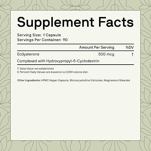 Miniatura 3 de Nutriissa Ecdysterone 500 mg  Apoyo al crecimiento muscular y rendimiento  Certificado EPEB para pureza y potencia  90 cápsulas veganas