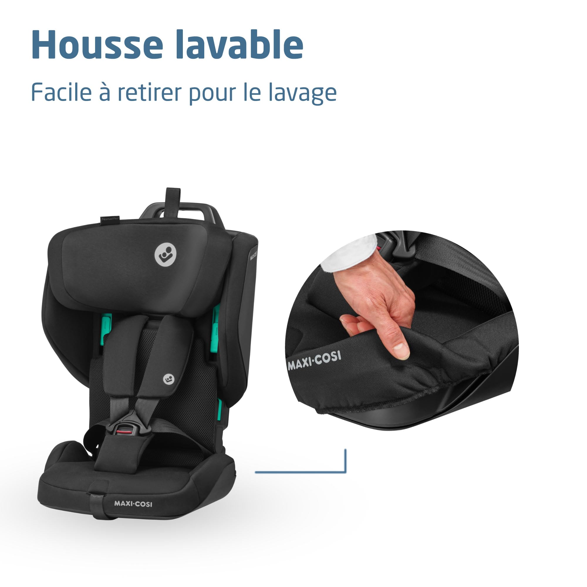 Maxi-Cosi Nomad Plus2, Siège Auto Pliable, 76-105 cm, Authentic Black | 15 Mois - 4 Ans, Siège Auto de Voyage Portable, Ultra-Compact et Léger, Protection Latérale, Sac de Transport Inclus