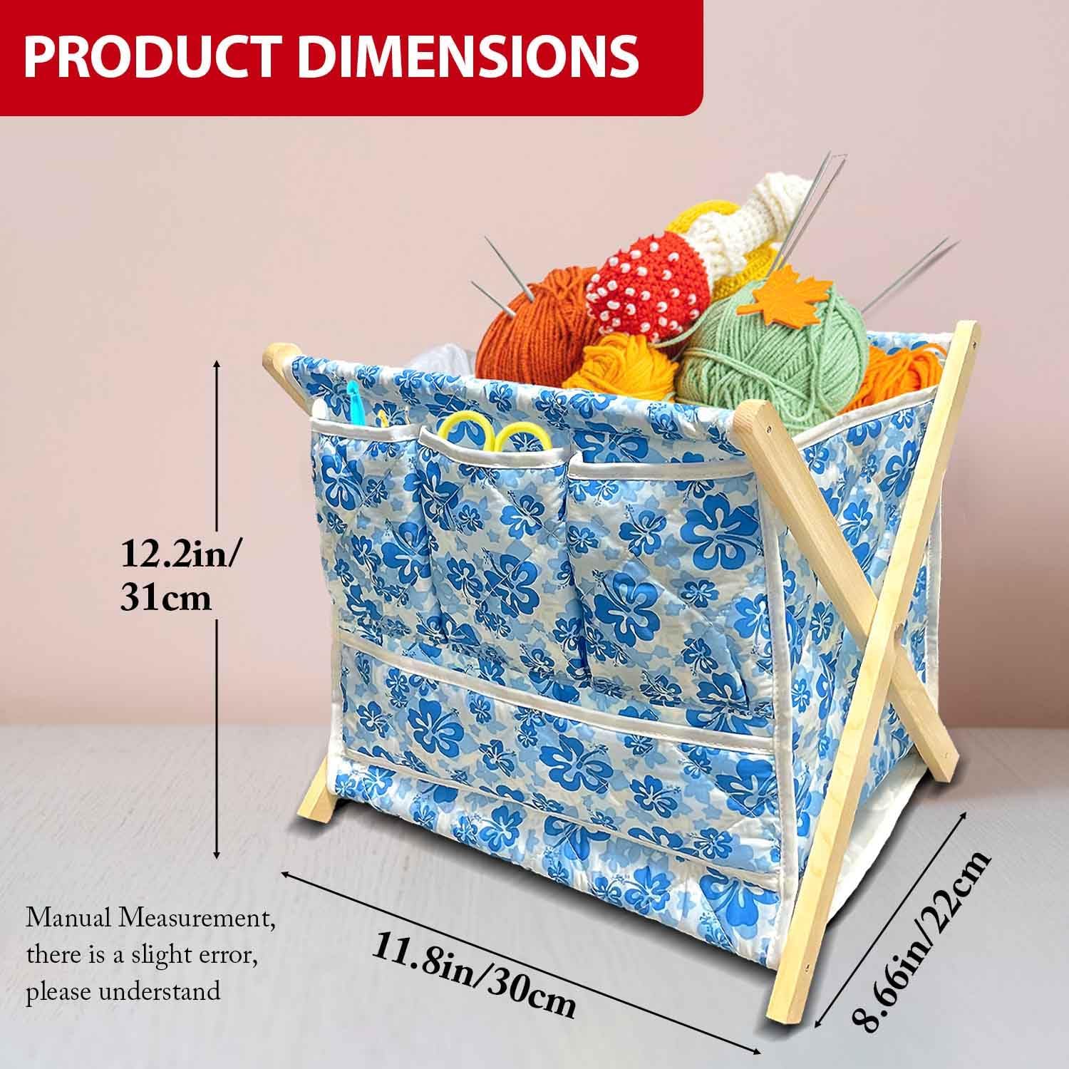 Gkesgm Yarn Storage Organizer for Yarn Skeins，Large Crochet Yarn Holder Case for Carrying Projects, Knitting Needles, Crochet Hooks and Other Accessories