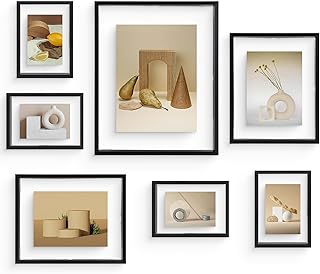 Frametory, Floating Picture Frames Set - Black Metal Photo Frames - Real...