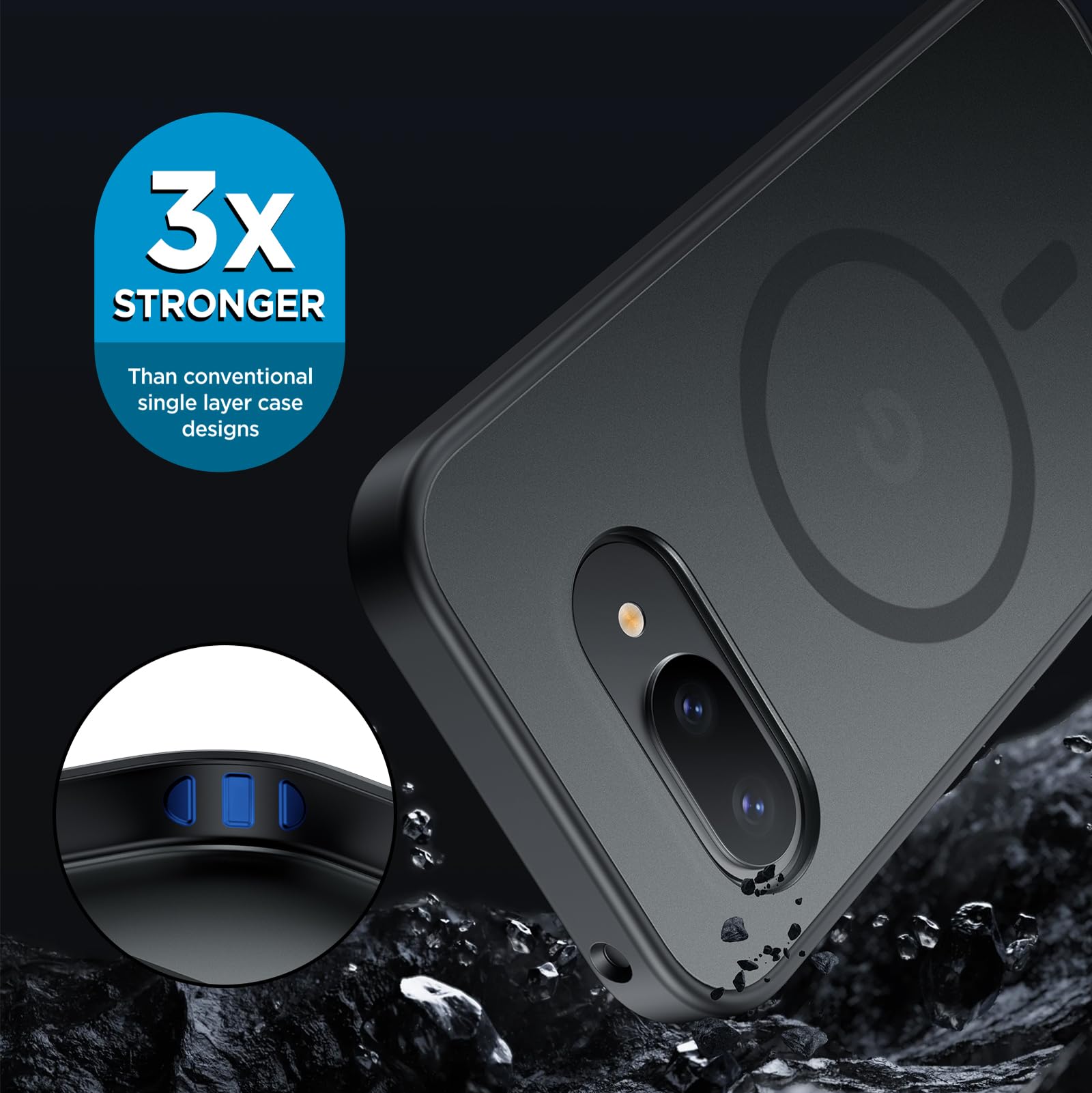 Etui do Google Pixel 9a SlimShield z klipsem do paska hybrydowe Magsafe czarne
