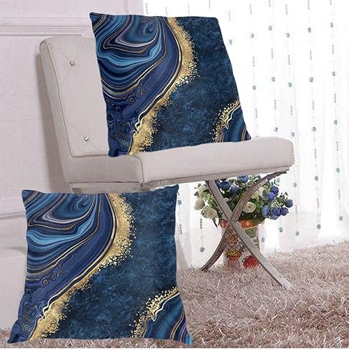 Miniatura 8 de Juego de 2 fundas de almohada con textura de mármol azul, fundas de almohada cuadradas para sofá, dormitorio, sala de estar, automóvil, 18 x 18