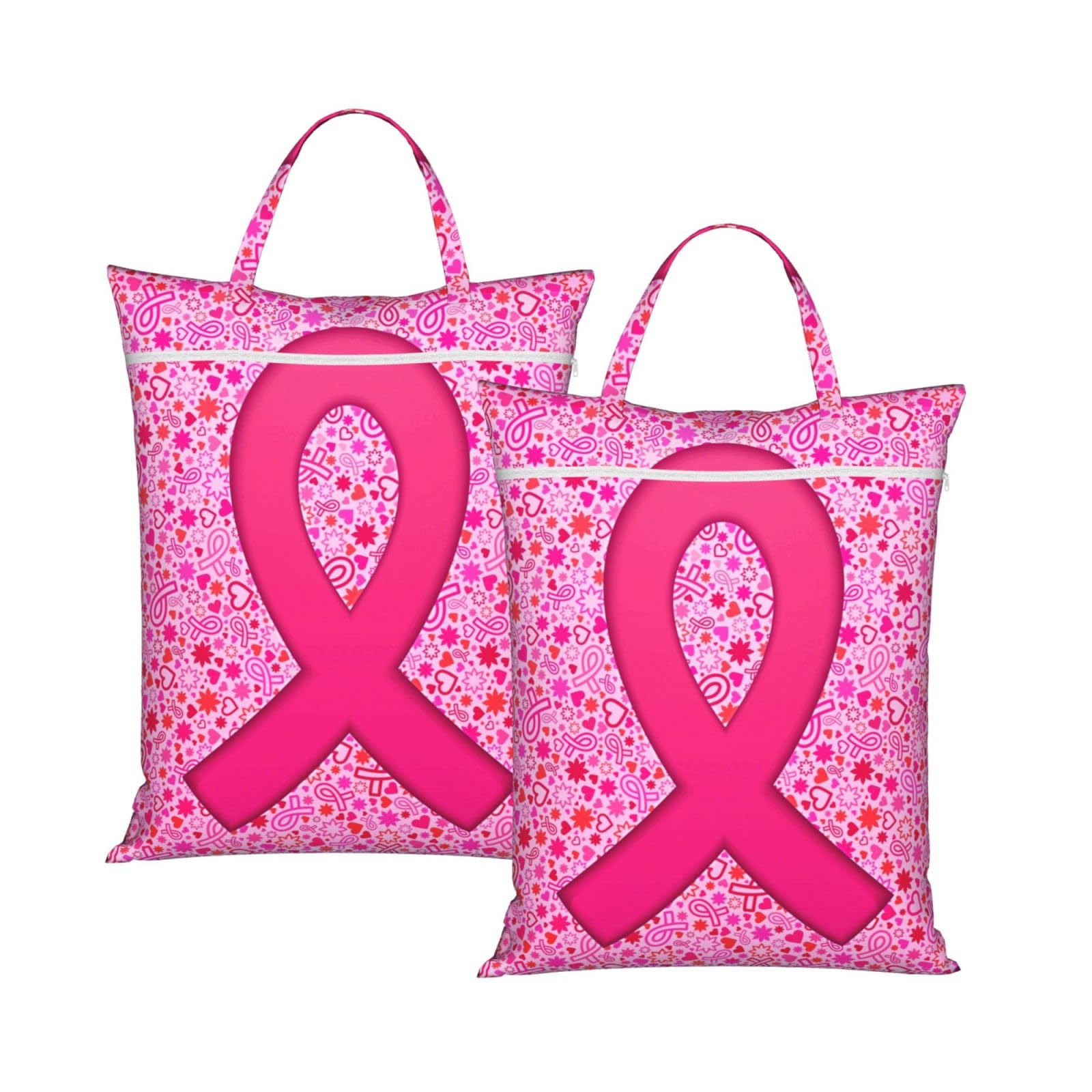 Cyanlit 2Pcs Breast Cancer Awareness 2 Pcs Large Travel Laundry Bags Waterproof Wet Dry Bag For Travel,Swimming