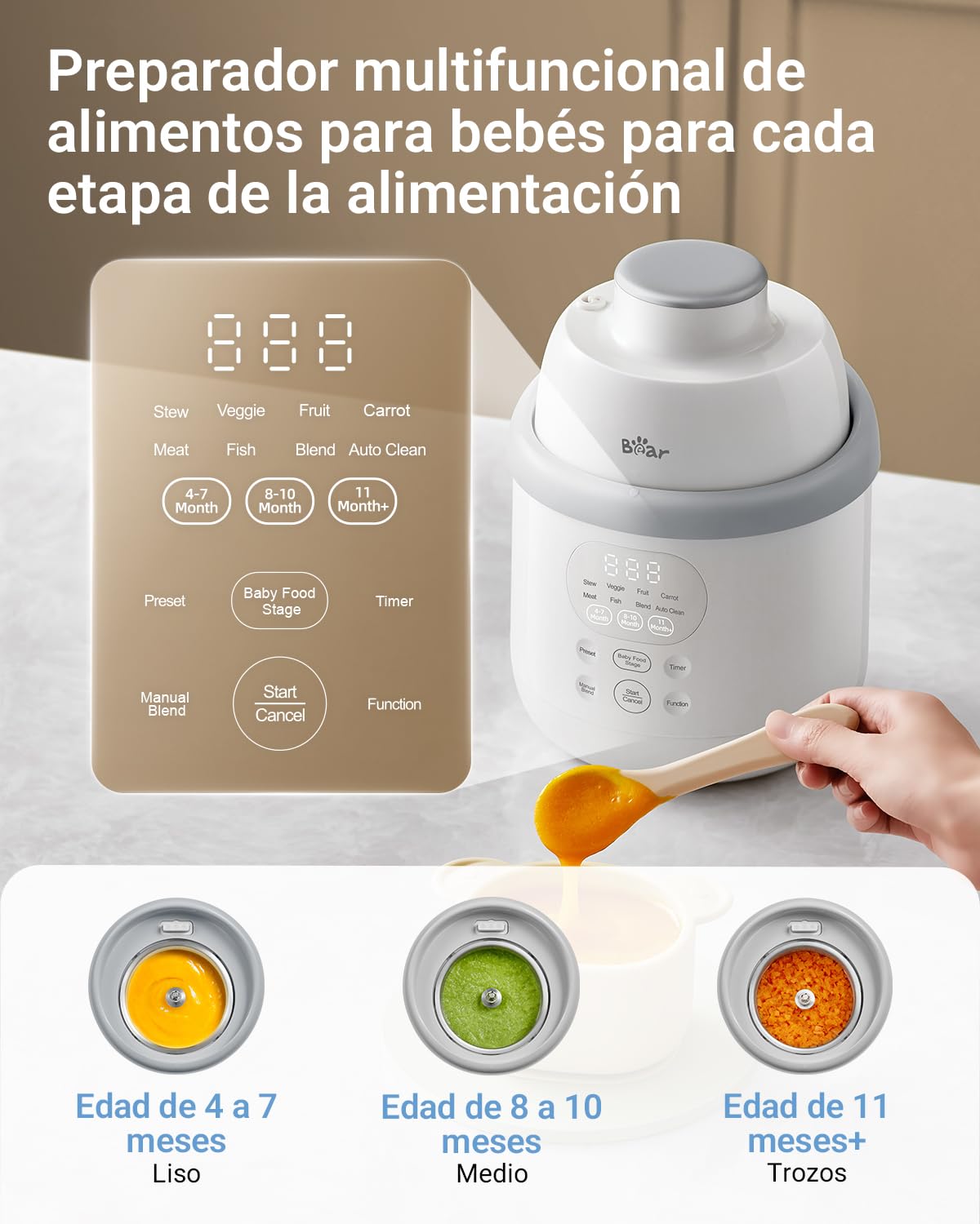 Bear 6-in-1 stoompan met mixer, premium