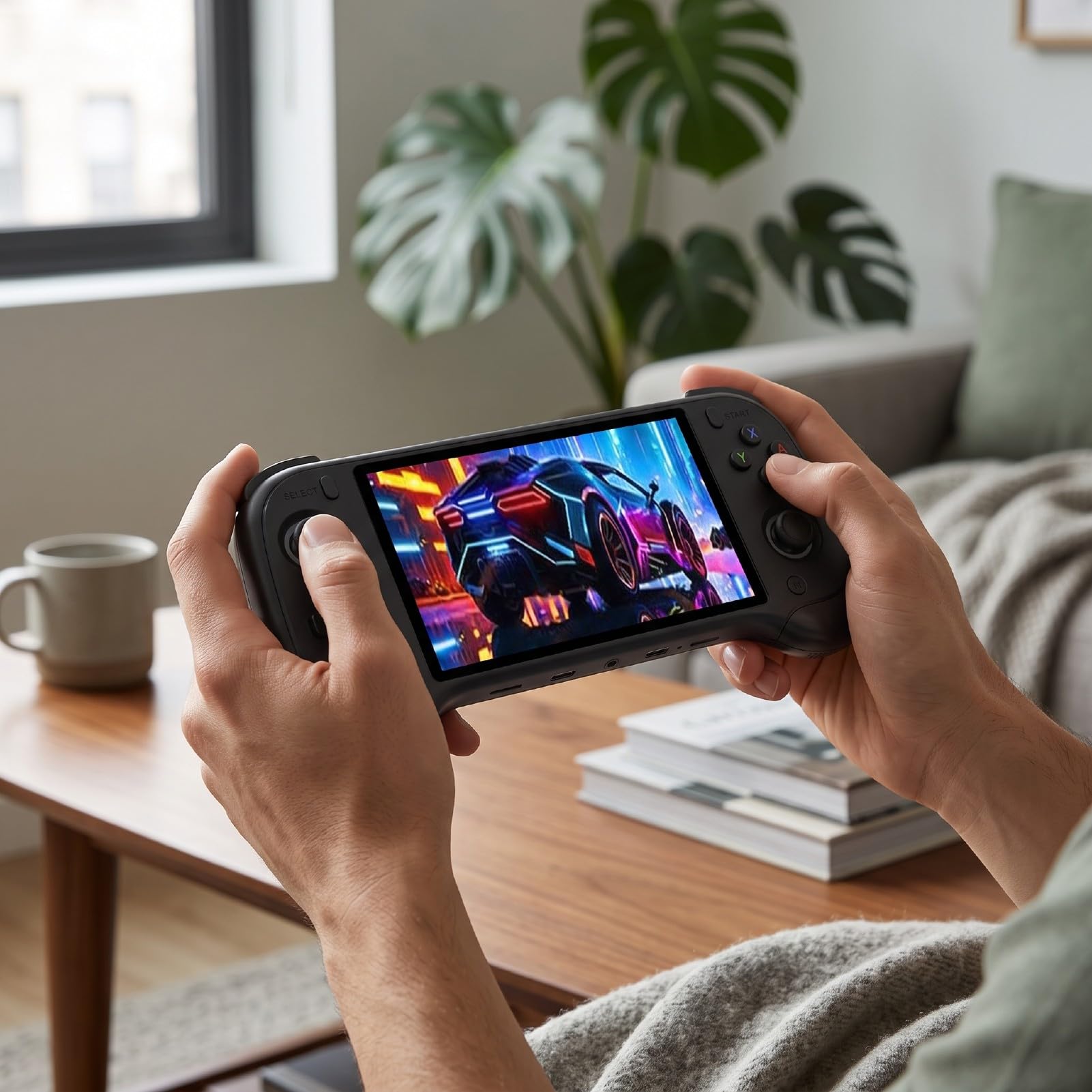 Console Portatile con Doppie Levetta e Schermo da 5,5 Pollici, per Uso | Vasta libreria di giochi, supporto multiplayer WiFi, doppio feedback di vibrazione, controllo di precisione, materiale ABS