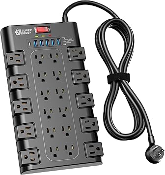 43% off: Power Strip, SUPERDANNY Surge Protector with 22 AC Outlets and 6 USB Charging Ports, 1875W/15A, …