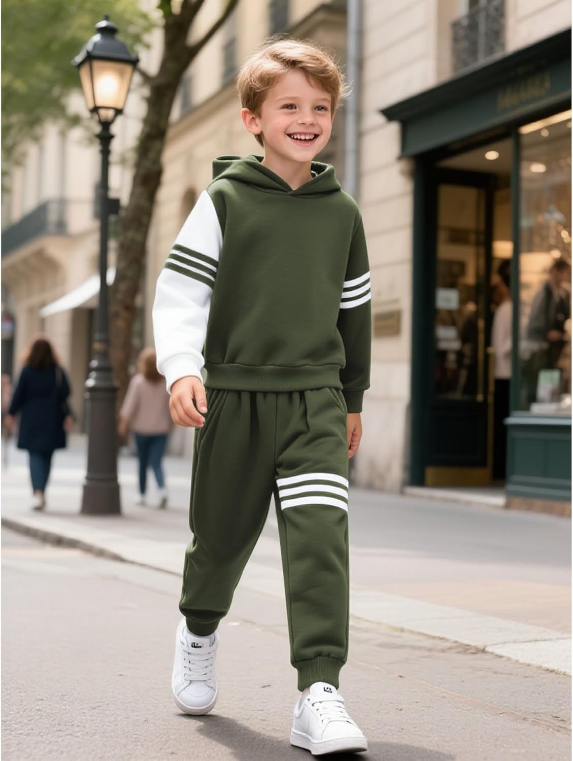Boy Clothes Long Sleeve Striped Hoodie Sweatshirts Top and Pants Fall Winter Kids Boys 2 Pieces Outfits 3-12 Years - Image 2