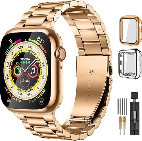 Miniatura 10 de Lerobo Compatible con Apple Watch Band Ultra de 1.929 in 1.732 in 1.772 in 1.654 in 1.496 in 1.575 in 1.614 in, correa de metal de acero inoxidable