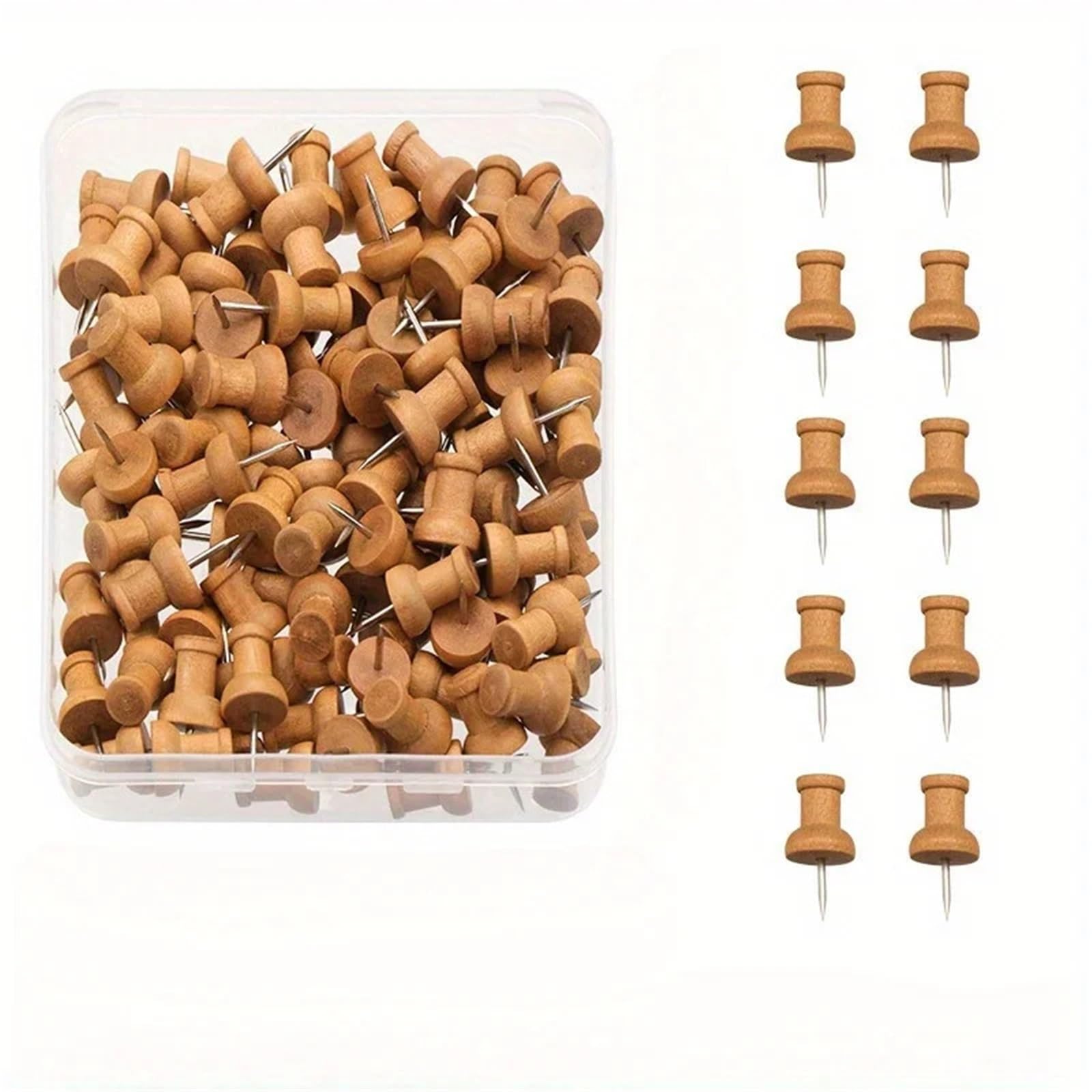 Push Pins 100Pcs Decorative Wooden Push Pins Thumb Tacks