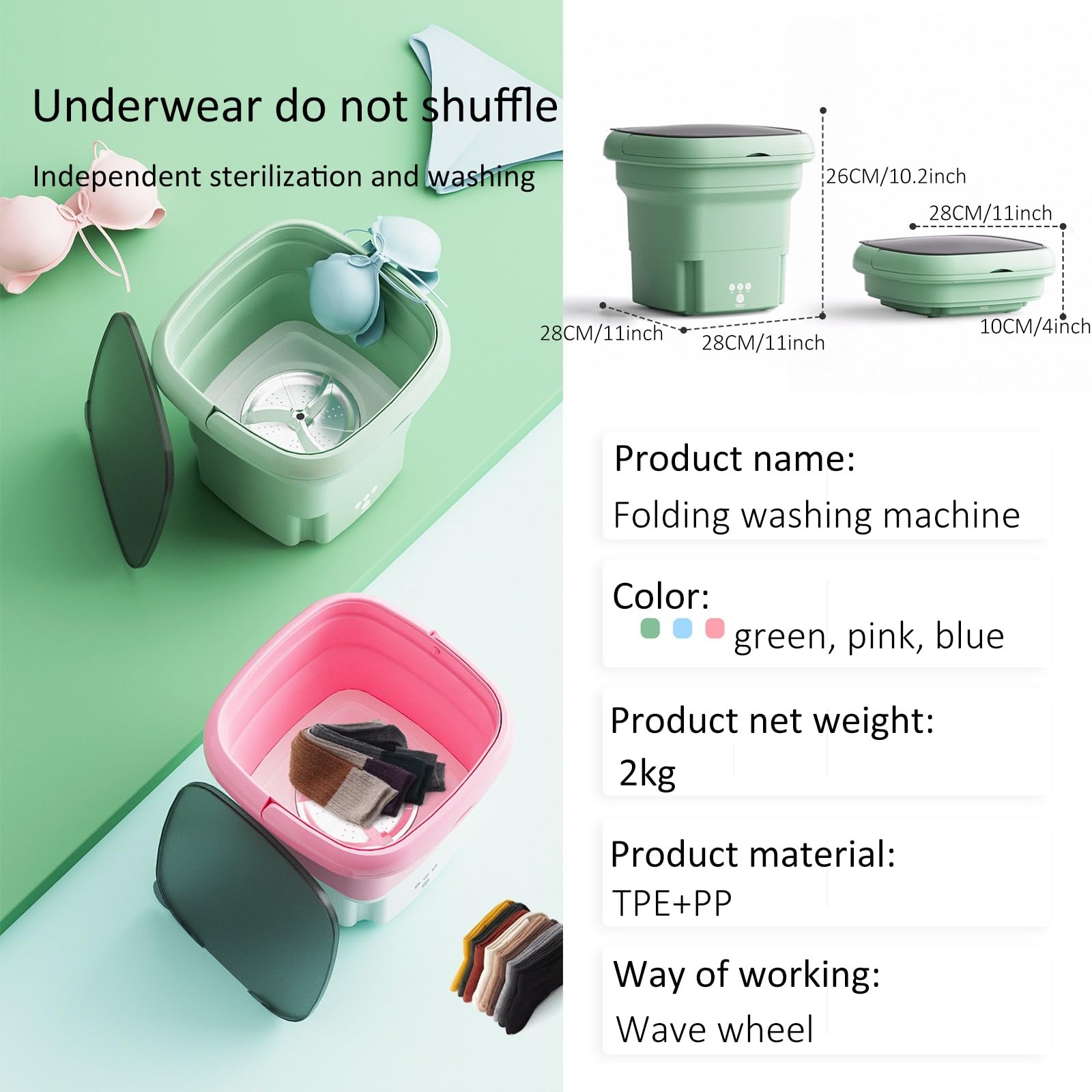 Amazon.co.jp: 小型洗濯機、脱水機能付き、ミニ折りたたみ洗濯機、靴下 