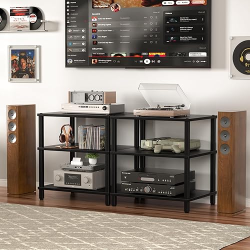 Miniatura 4 de Soporte para reproductor multimedia AV de 3 niveles, gabinete estéreo, gabinete estéreo moderno, estante de consola de juegos, soporte de TV de